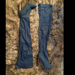 Denim over the knee boots